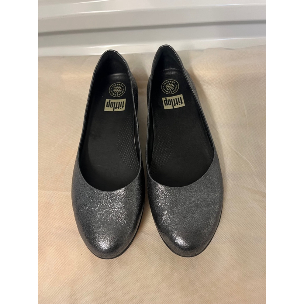 FitFlop Metallic Black Ballet Flats - Women's Slip-On Comfort